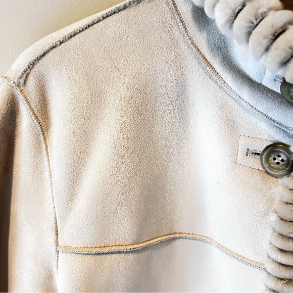 Faux Suede Ranch Sherpa Teddy style coat Faux Fur Lining Size M/L Liz Claiborne - Picture 5 of 15